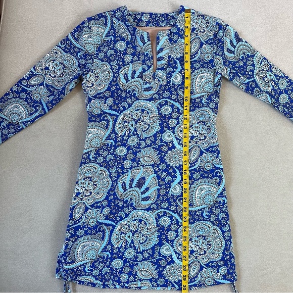 Coolibar Hokulani Ruche Swim Shirt Blue print. XXS. UPF 50+ - Picture 8 of 11